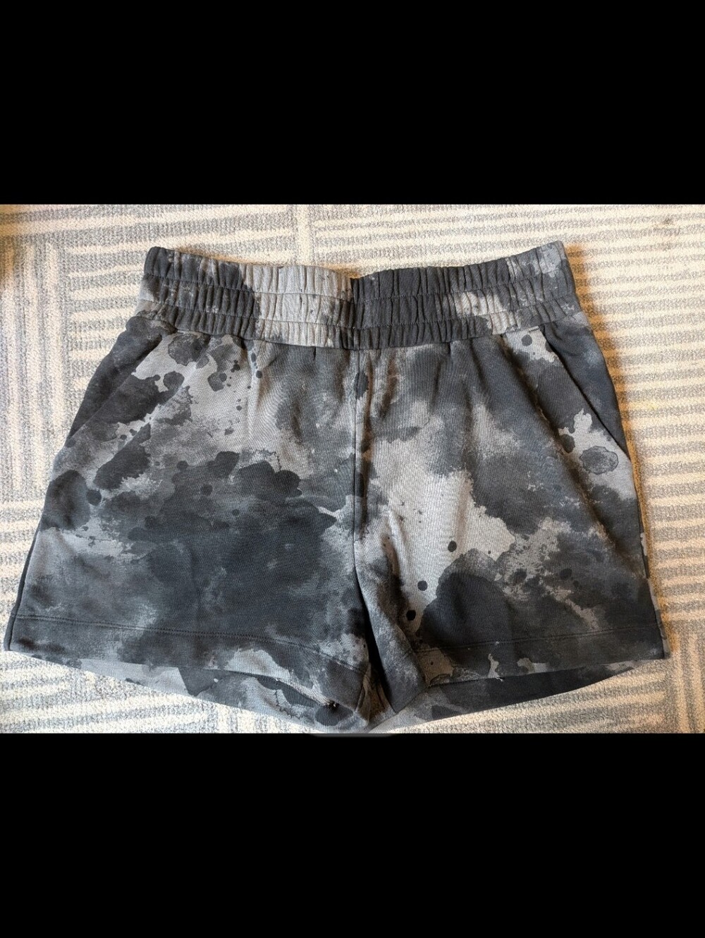Women’s Gray Tie-Dye Athletic Shorts with Elastic Waist